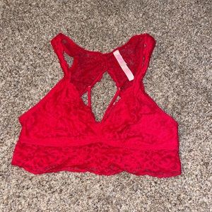 Red Bralette. Pink Victoria’s Secret Brand. Barely worn. No stains or holes.